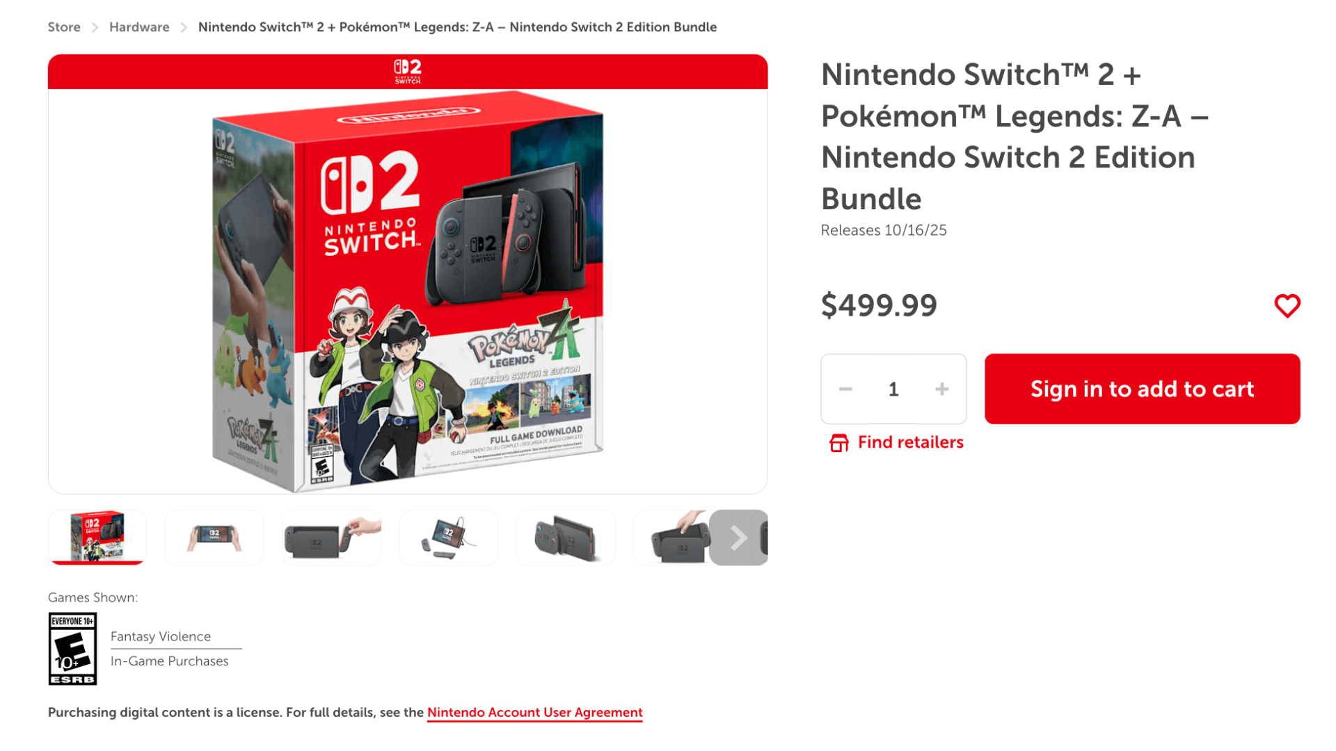 Nintendo Switch 2 + Pokémon Legends Z-A Bundle | GAM3S.GG